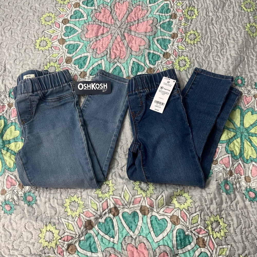 Bundle of 2 NEW OshKosh Bgosh Girls 5T Jegging 2 Pack Blue Denim Pull On Pants